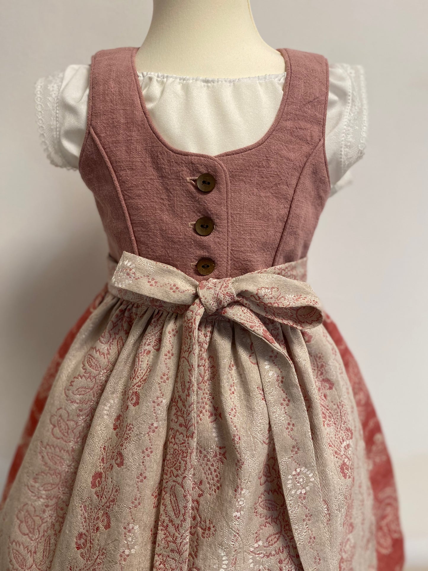 Dirndl "Rosa" Gr 92 altrosa-rot-beige