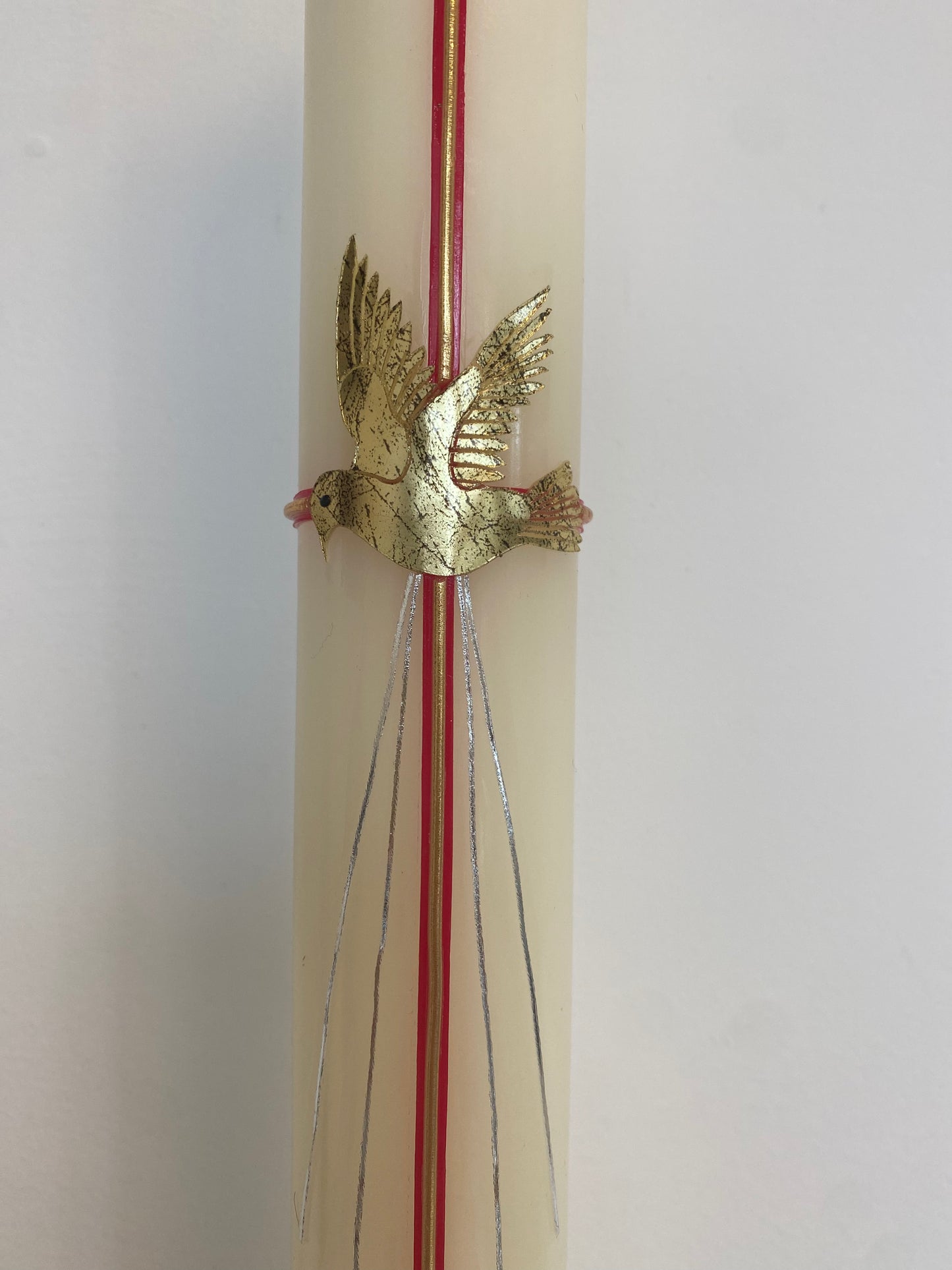 Taufkerze "Taube mit rotem Kreuz"