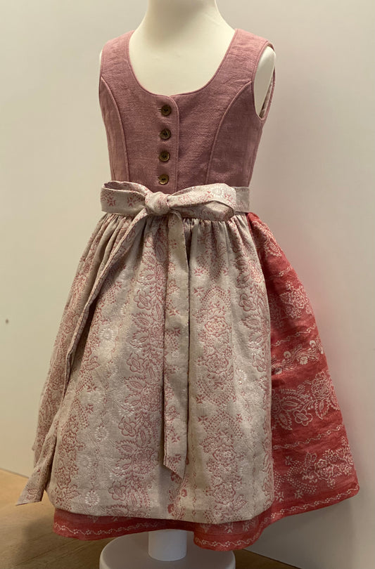 Dirndl "Rosa" Gr 110 altrosa-rot-beige